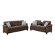 Noa Sofa Loveseat Set | 2 Piece | USB Ports | 4 Pillows | Dark Brown