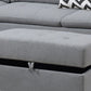 Olga 3 Piece L Shape Sectional Sofa Ottoman 2 Pillows Curved Arms Gray By Casagear Home BM299036