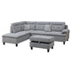 Olga Sectional Sofa Set | 3 Piece | Ottoman | 2 Pillows | Curved Arms | Gray