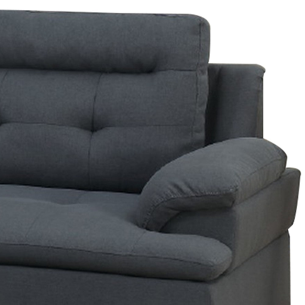 Olga 3 Piece L Shape Sectional Sofa Ottoman 2 Pillows Charcoal Gray BM299037