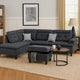 Olga 3 Piece L Shape Sectional Sofa, Ottoman, 2 Pillows, Charcoal Gray