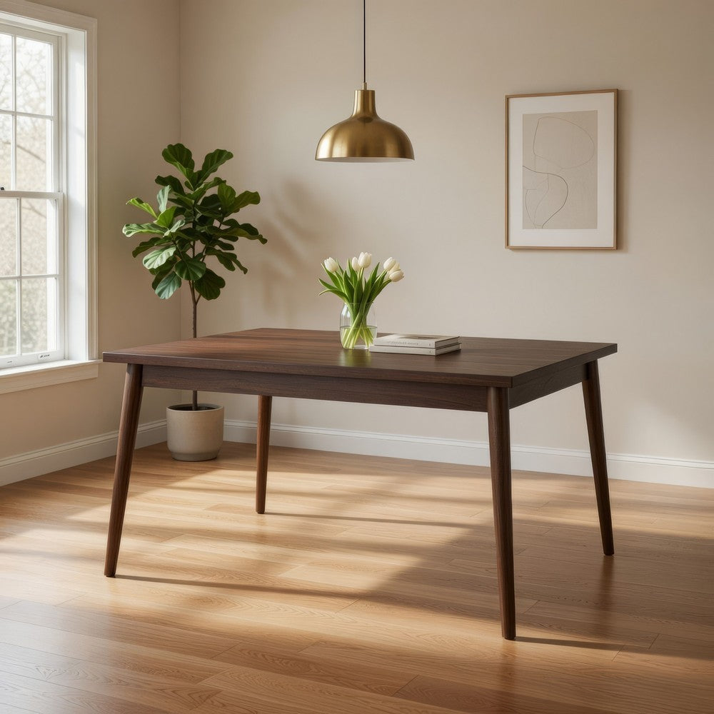 Lee Dining Table | 59" | Rectangular | Tapered Legs | Brown Wood