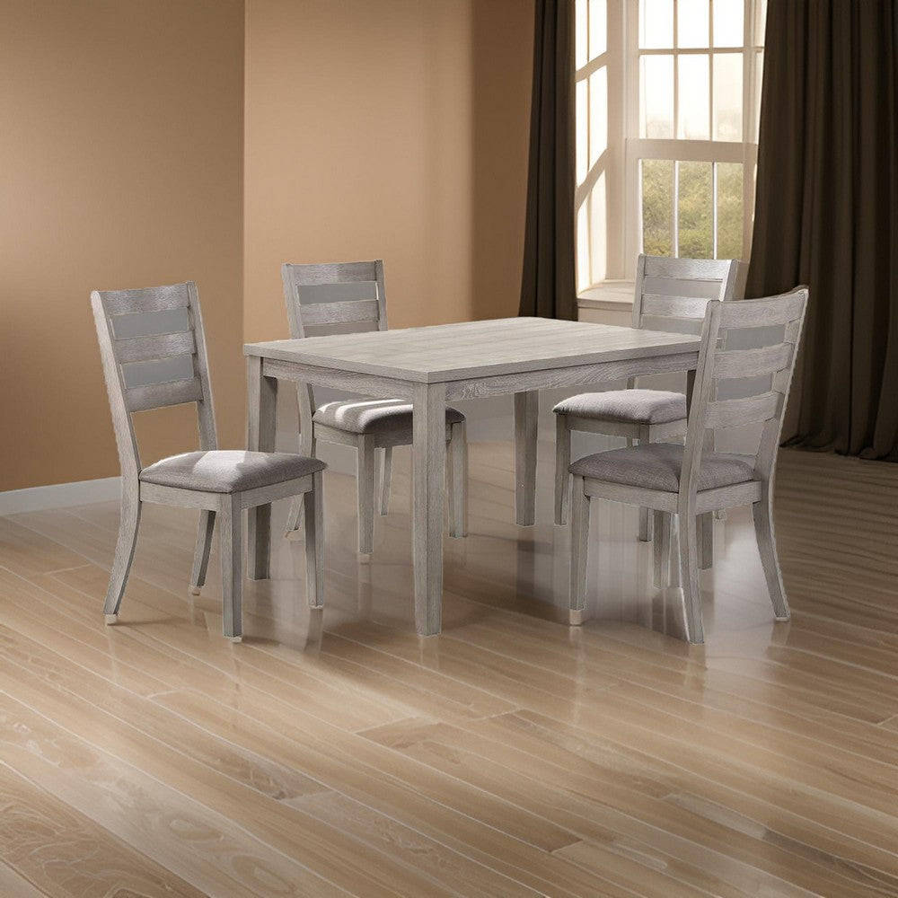 Dining Set | 5 Piece | Table & 4 Chairs | Light Gray Upholstery