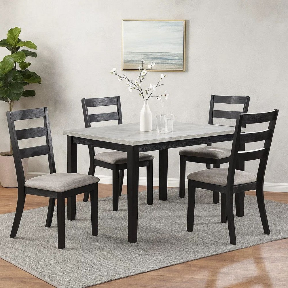 Dining Set | 5 Piece | Table & 4 Chairs | Espresso Brown Upholstery