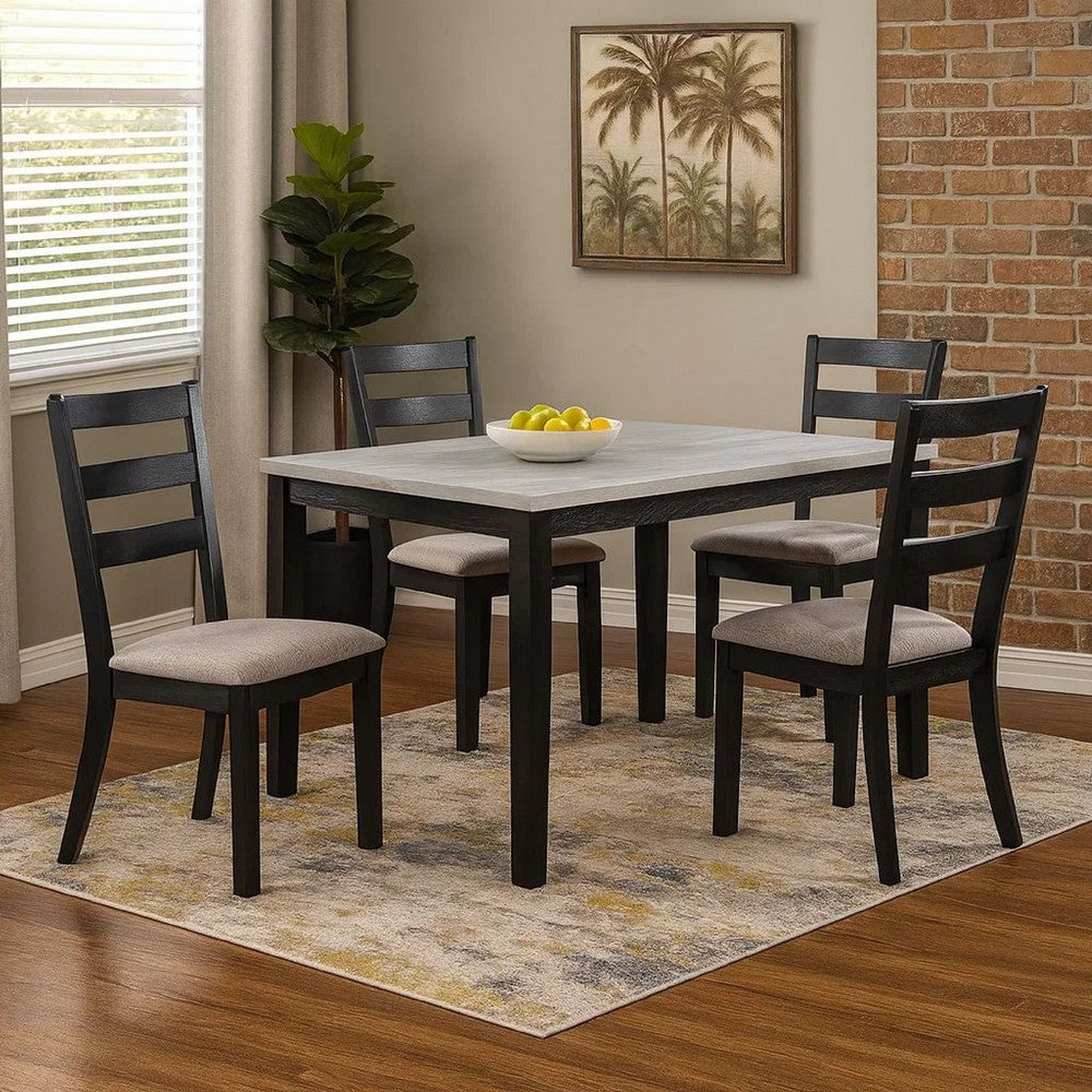 Dining Set | 5 Piece | Table & 4 Chairs | Espresso Brown Upholstery