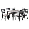 Riko 7 Piece Dining Set, Rectangular Table, 6 Padded Chairs, Gray Finish By Casagear Home