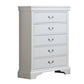 Vix 47 Inch 5 Drawer Tall Dresser Chest Metal Handles Crisp White Wood By Casagear Home BM299081