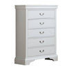 Vix 47 Inch 5 Drawer Tall Dresser Chest Metal Handles Crisp White Wood By Casagear Home BM299081