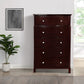 54 Inch Tall 5 Drawer Dresser Chest, Tapered Legs, Rich Classic Brown Wood By Casagear Home