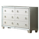 Dresser | 62" | 6 Drawers | Mirror Inlay | Tapered Legs | Silver