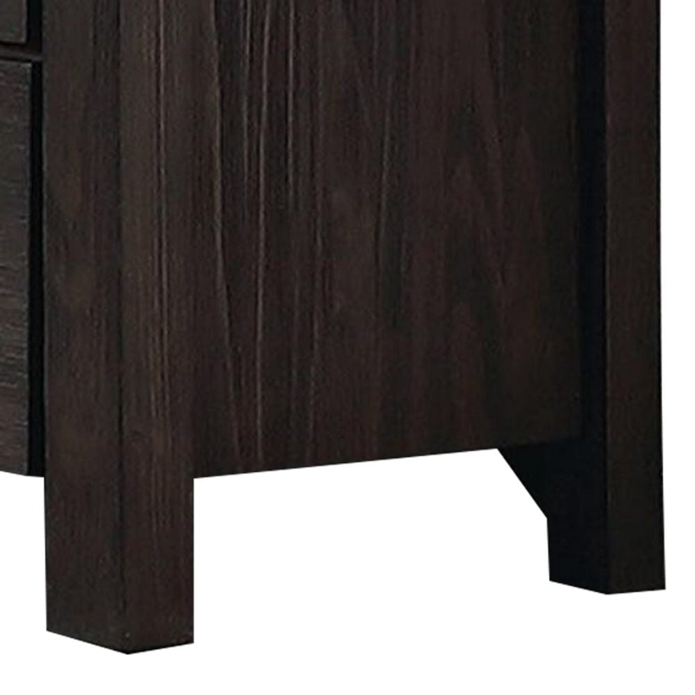 58 Inch Classic Wood Dresser with 6 Drawers Metal Bar Handles Dark Brown By Casagear Home BM299087