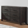 Dresser | 58" | 6 Drawers | Dark Brown Wood | Bar Handles