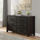 Dresser | 58" | 6 Drawers | Dark Brown Wood | Bar Handles