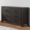 58 Inch Classic Wood Dresser with 6 Drawers, Metal Bar Handles, Dark Brown By Casagear Home