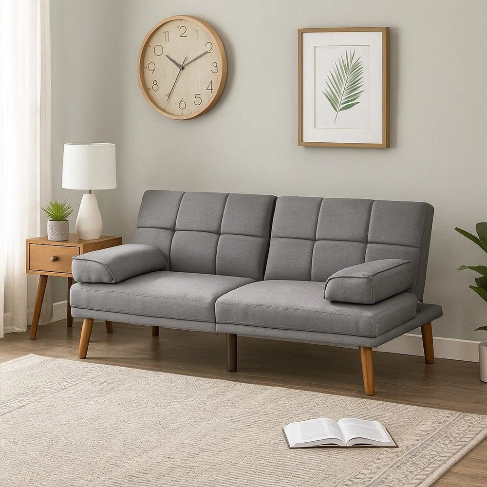 Gina Futon Sofa Bed | 71" | Adjustable | Tufted | Gray
