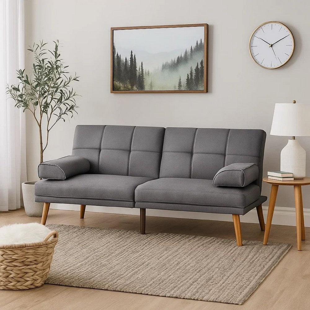 Gina Futon Sofa Bed | 71" | Adjustable | Tufted | Gray