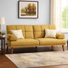Gina 71 Inch Adjustable Futon Sofa Bed, Tufted, Tapered Legs, Mustard
