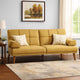 Gina 71 Inch Adjustable Futon Sofa Bed, Tufted, Tapered Legs, Mustard