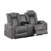 Elva 72 Inch Power Reclining Loveseat, Lift Top Storage Console, Gray  By Casagear Home