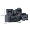 Elva 72 Inch Power Reclining Loveseat Lift Top Storage Console Blue By Casagear Home BM299098