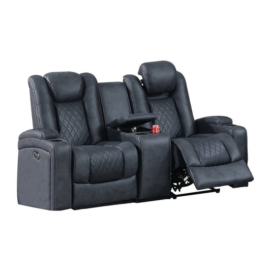 Elva Reclining Loveseat | 72" | Power | Storage Console | Blue