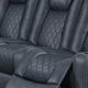 Elva 83 Inch Power Reclining Sofa Storage Console Blue Breathable Leather BM299099