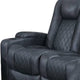 Elva 83 Inch Power Reclining Sofa Storage Console Blue Breathable Leather BM299099