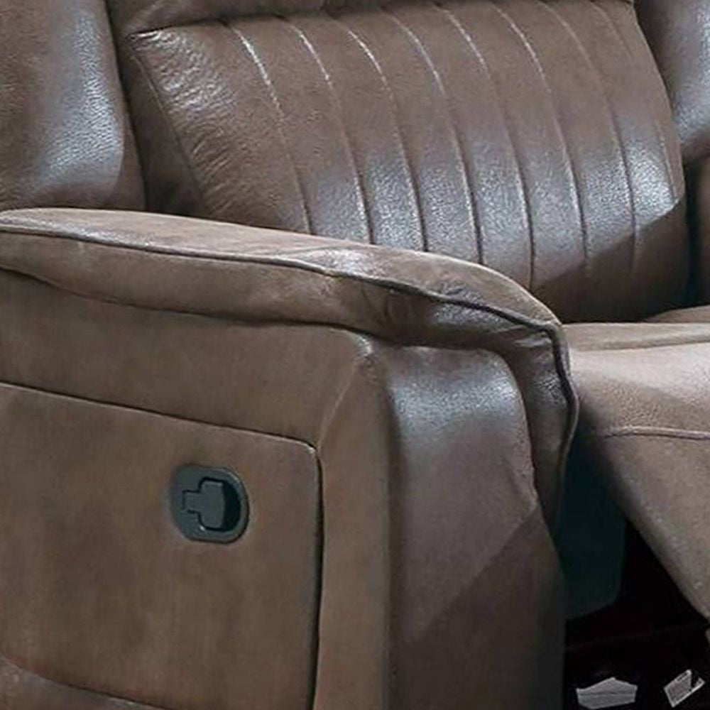 Oya 40 Inch Power Recliner Chair Pull Tab Mechanism Rich Brown Leather BM299106