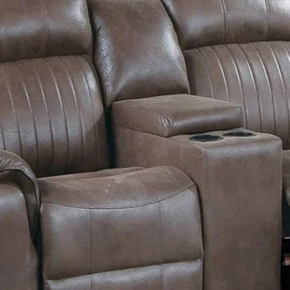 Oya 73 Inch Power Reclining Loveseat Chair Pull Tab Mechanism Brown BM299107