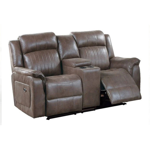 Oya 73 Inch Power Reclining Loveseat Chair, Pull Tab Mechanism, Brown