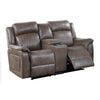 Oya 73 Inch Power Reclining Loveseat Chair, Pull Tab Mechanism, Brown