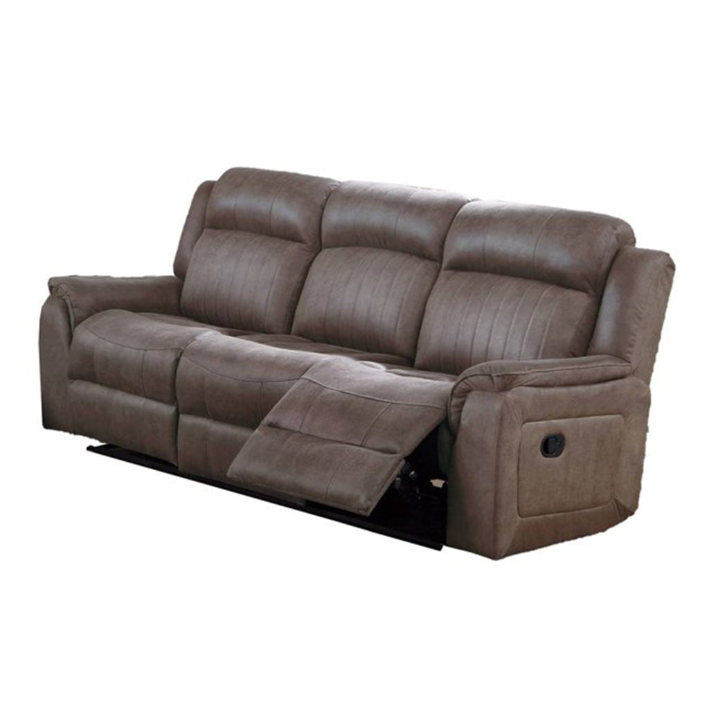 Oya 84 Inch Power Reclining Sofa Pull Tab Mechanism Brown Genuine Leather By Casagear Home BM299108