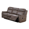 Oya 84 Inch Power Reclining Sofa Pull Tab Mechanism Brown Genuine Leather By Casagear Home BM299108