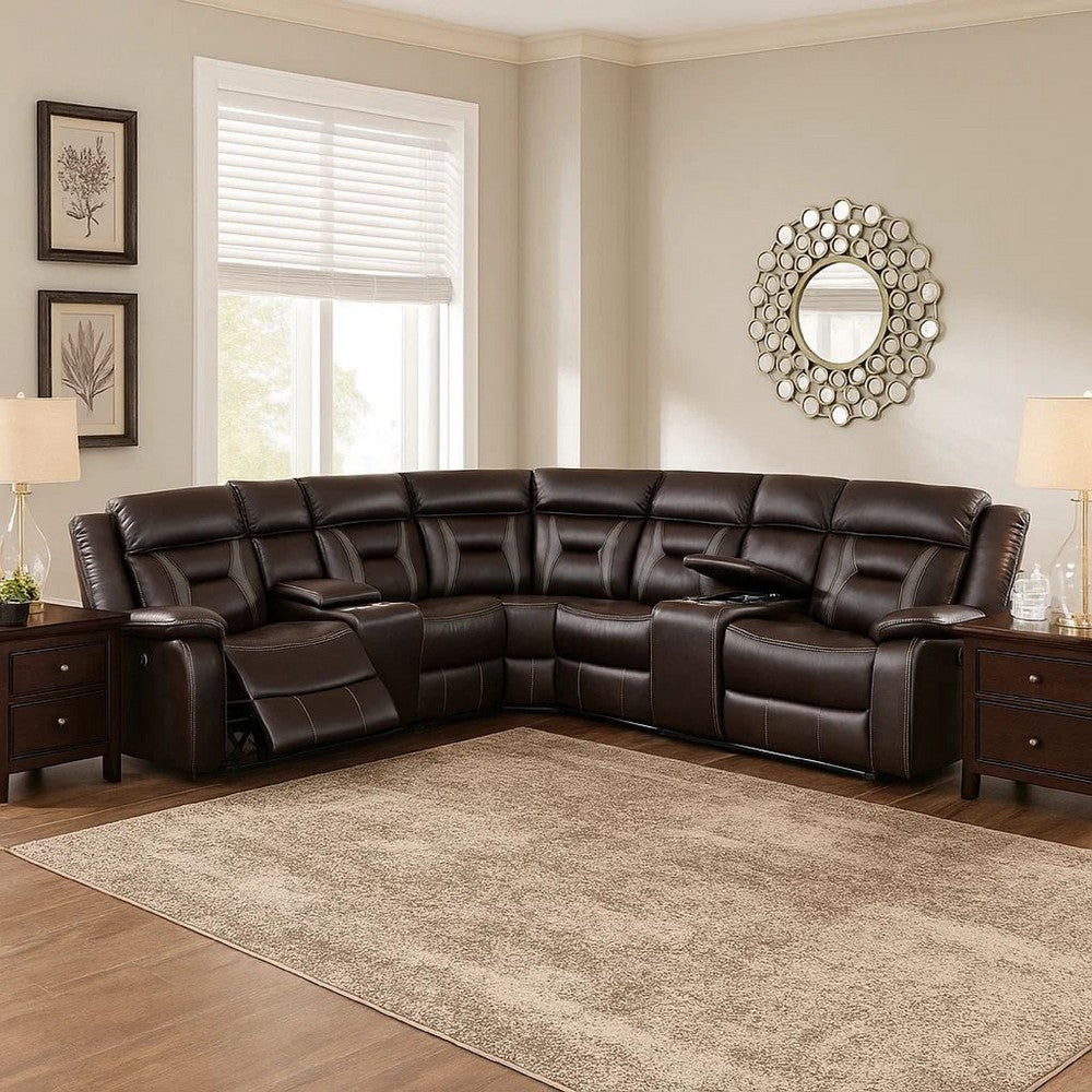 Lof Reclining Sectional Sofa Set | Power | USB Port | Gel Faux Leather