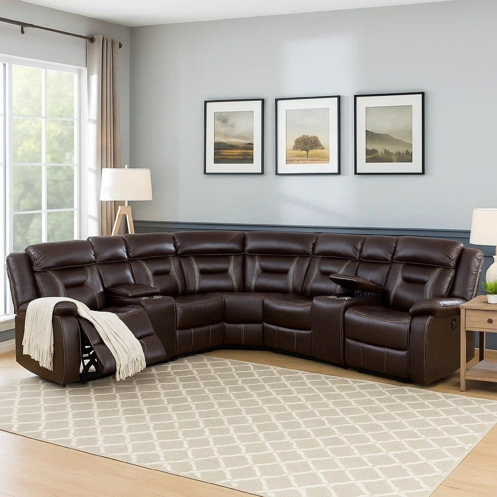 Lof Reclining Sectional Sofa Set | Power | USB Port | Gel Faux Leather