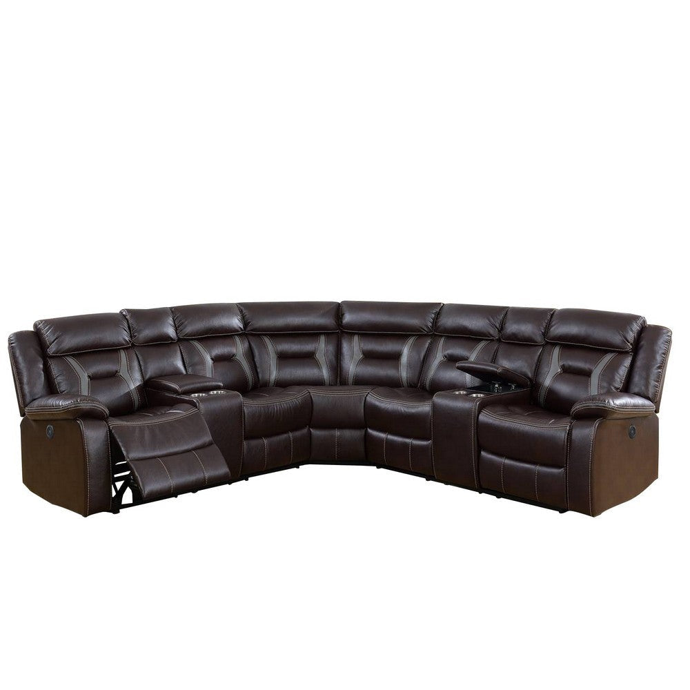 Lof Reclining Sectional Sofa Set | Power | USB Port | Gel Faux Leather