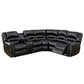 Qox Power Reclining Sectional Sofa Set, USB Port, Bonded Leather, Black By Casagear Home