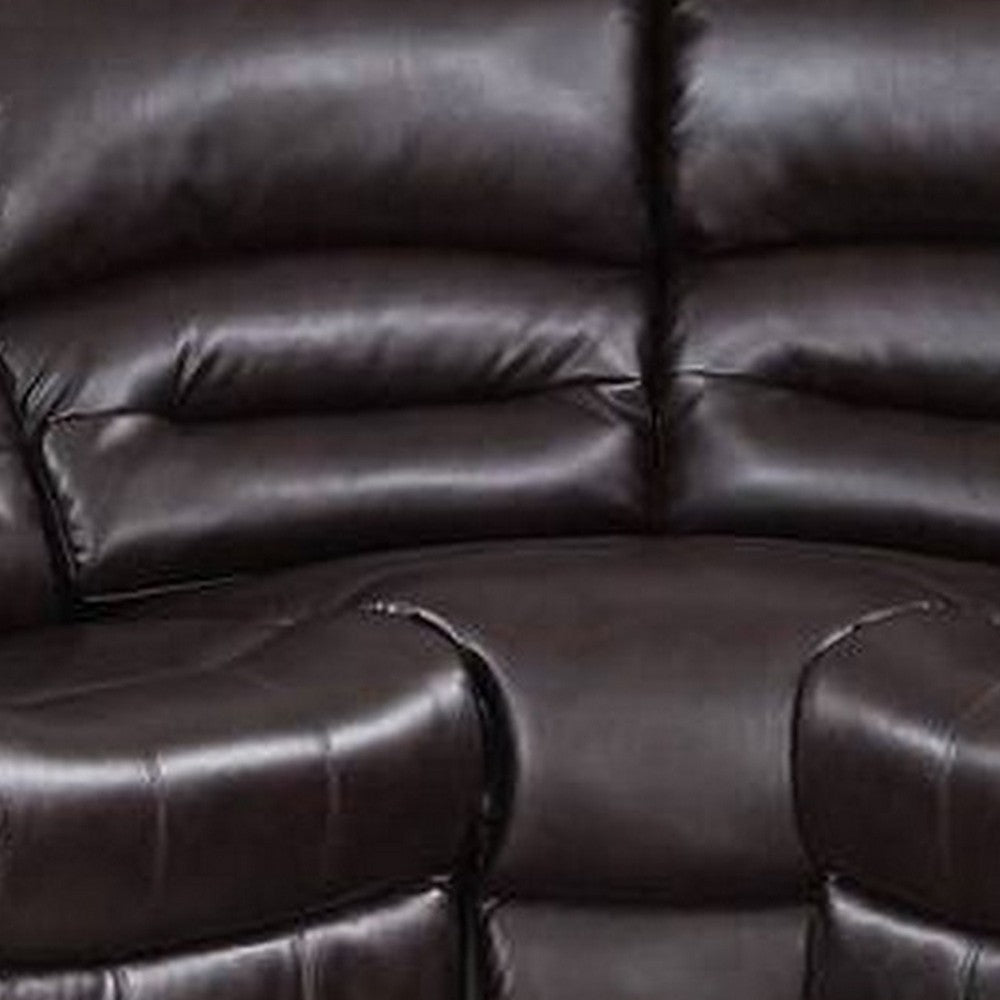 Qox Power Reclining Sectional Sofa Set USB Port Bonded Leather Brown BM299114