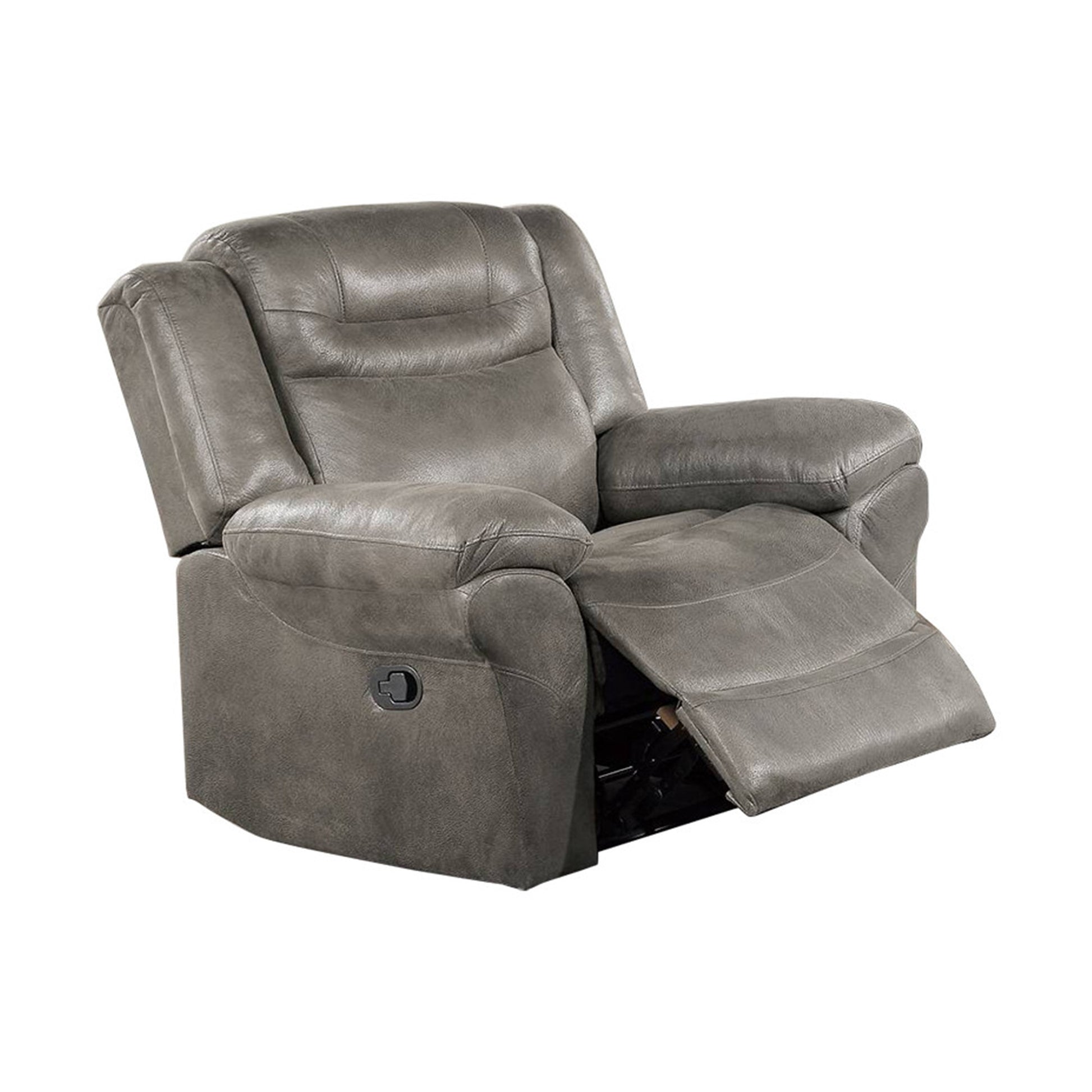 Betty 41 Inch Manual Recliner Armchair Pull Tab Mechanism Smooth Gray By Casagear Home BM299118