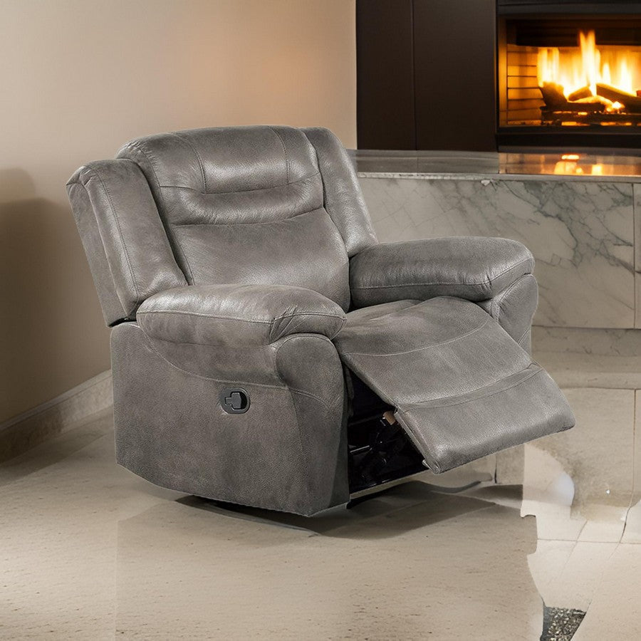 Betty 41 Inch Manual Recliner Armchair Pull Tab Mechanism Smooth Gray By Casagear Home BM299118