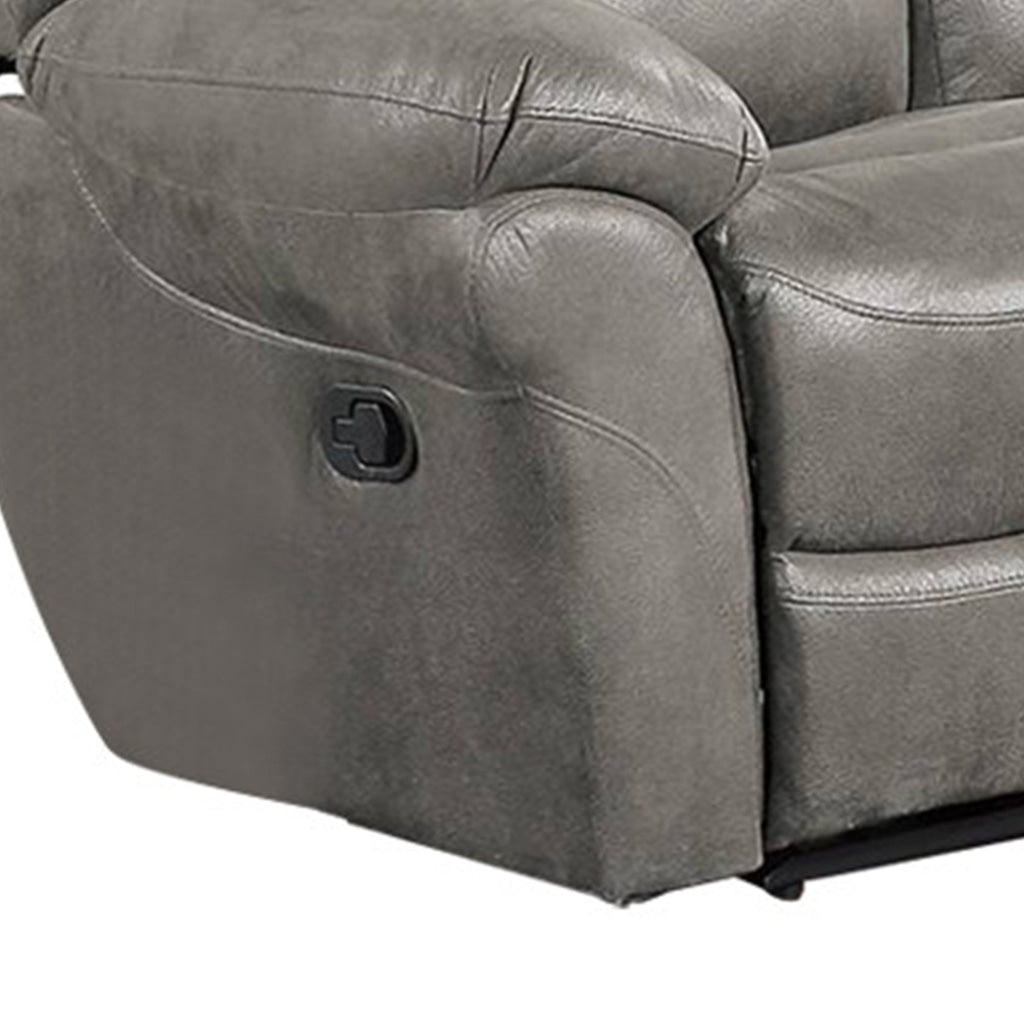 Betty 65 Inch Manual Reclining Loveseat Chair Pull Tab Mechanism Gray By Casagear Home BM299119