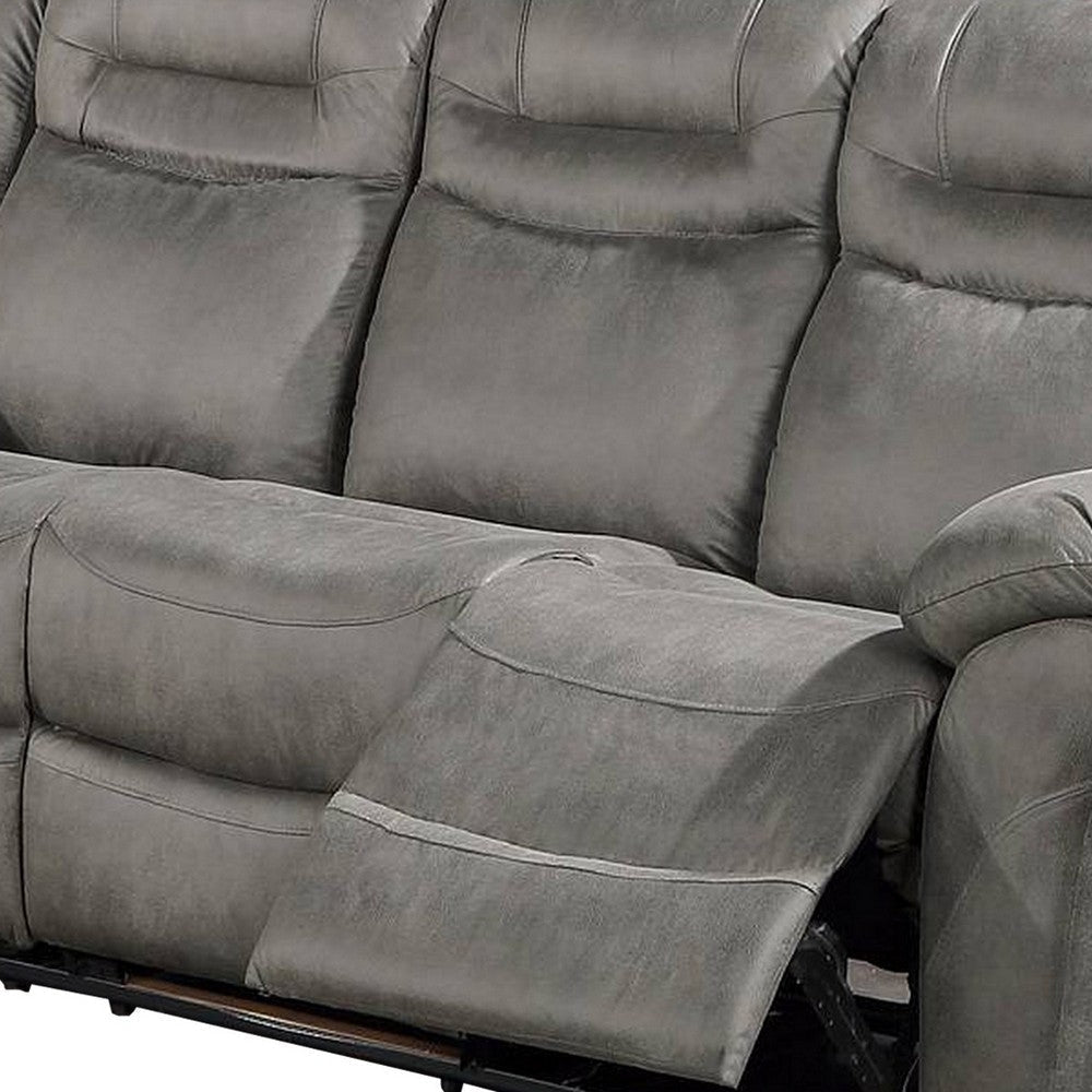 Betty 86 Inch Manual Reclining Sofa Pull Tab Footrest Mechanism Gray By Casagear Home BM299120