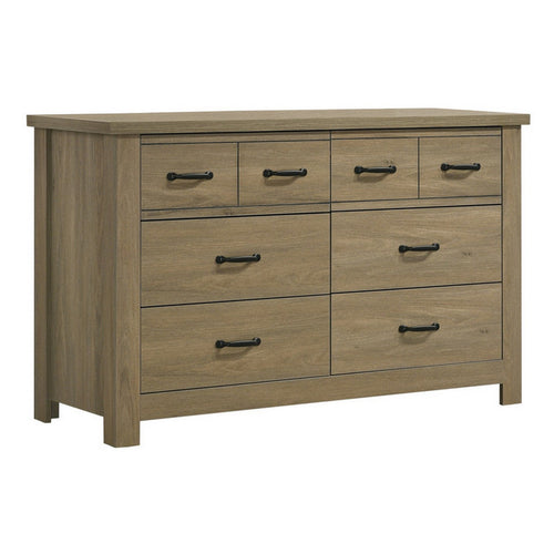 Dresser | 51" | 6 Drawers | Gray Wood | Black Handles