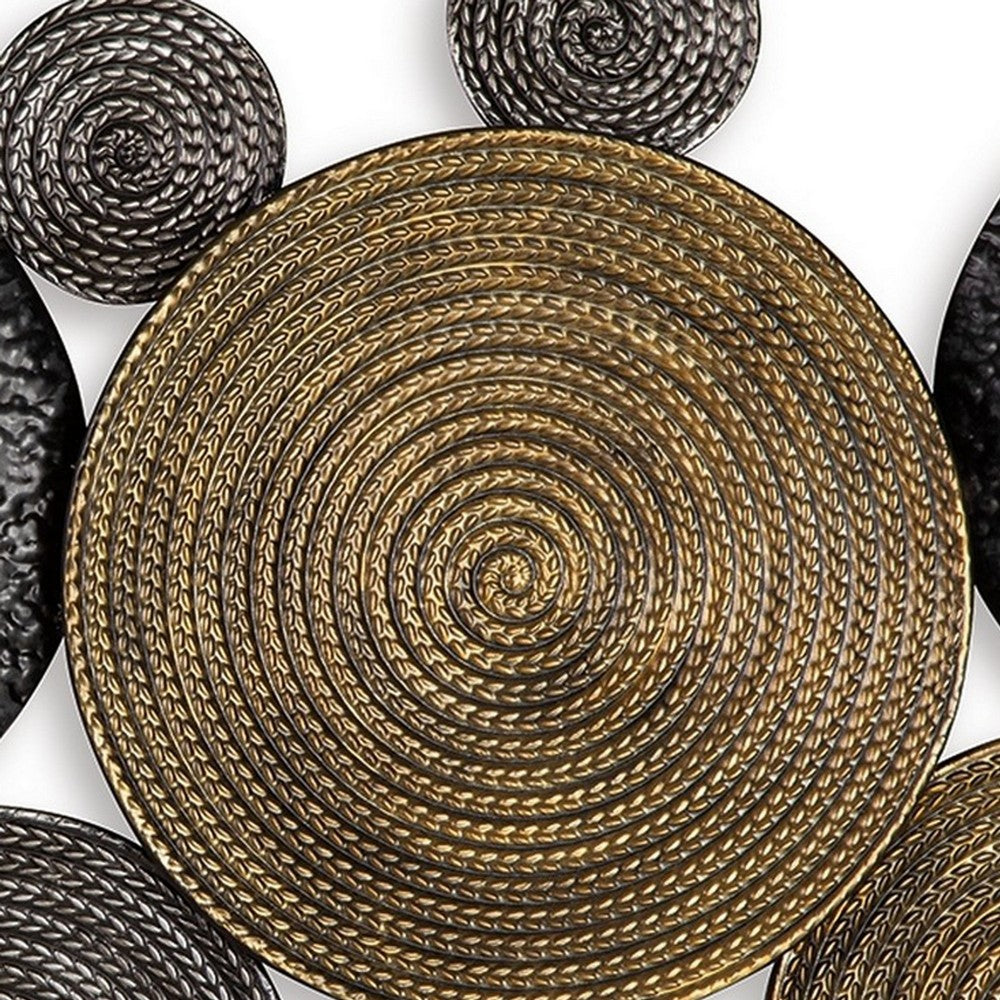 Wall Decor | 44" | Circles | Spiral Texture | Bronze & Black