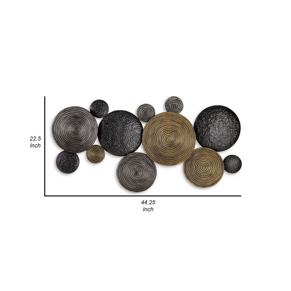 Wall Decor | 44" | Circles | Spiral Texture | Bronze & Black