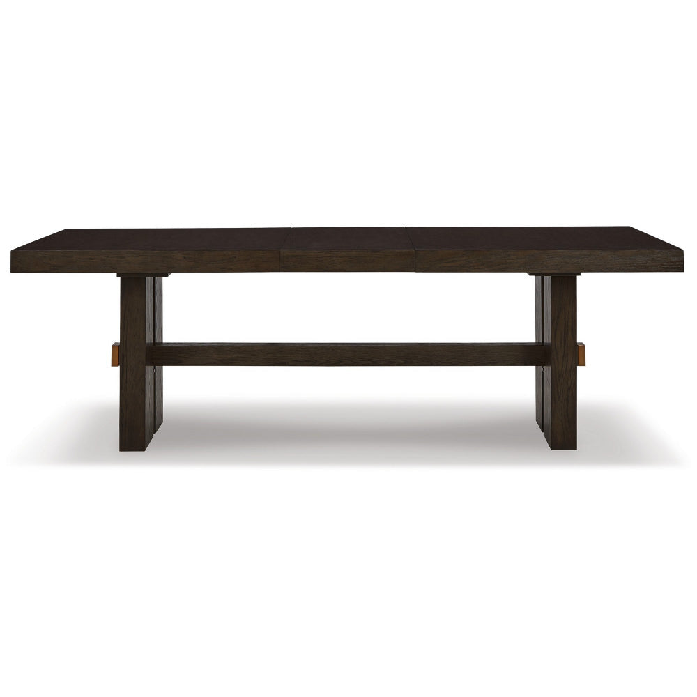 72-90 Inch Extendable Rectangular Dining Table Pedestal Base Brown Wood By Casagear Home BM299153