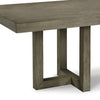 90 Inch Rectangular Dining Table Gray Wood Geometric Double Pedestal Base By Casagear Home BM299156