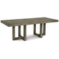 90 Inch Rectangular Dining Table, Gray Wood, Geometric Double Pedestal Base By Casagear Home