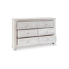 61 Inch Modern Wide Dresser Whitewashed Wood 6 Drawers Medallion Details By Casagear Home BM299165