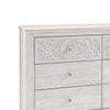 61 Inch Modern Wide Dresser Whitewashed Wood 6 Drawers Medallion Details By Casagear Home BM299165